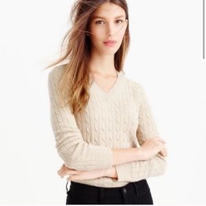 J.Crew Cambridge cable V-neck in ivory